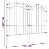 Vrtna ograja s suličastim vrhom črna 190 cm prašno jeklo