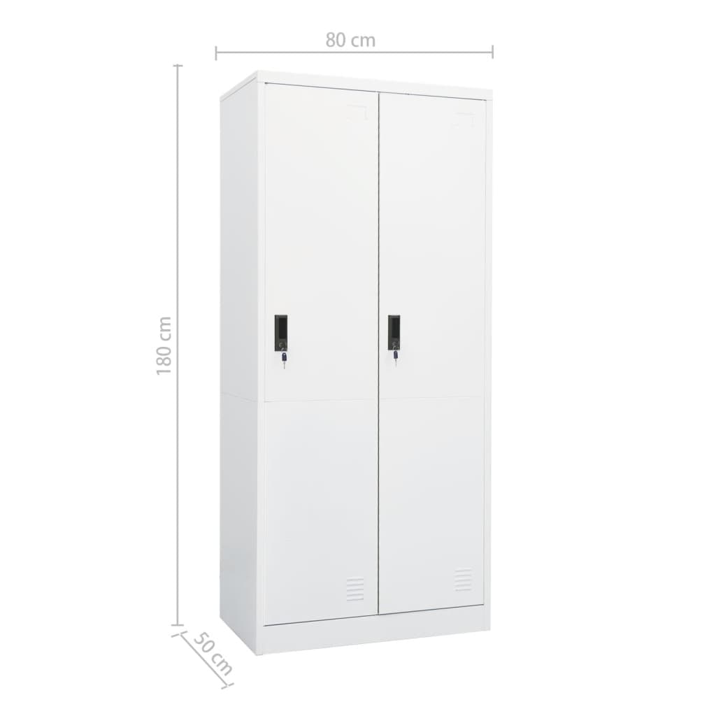 Garderobna omara bela 80x50x180 cm jeklo