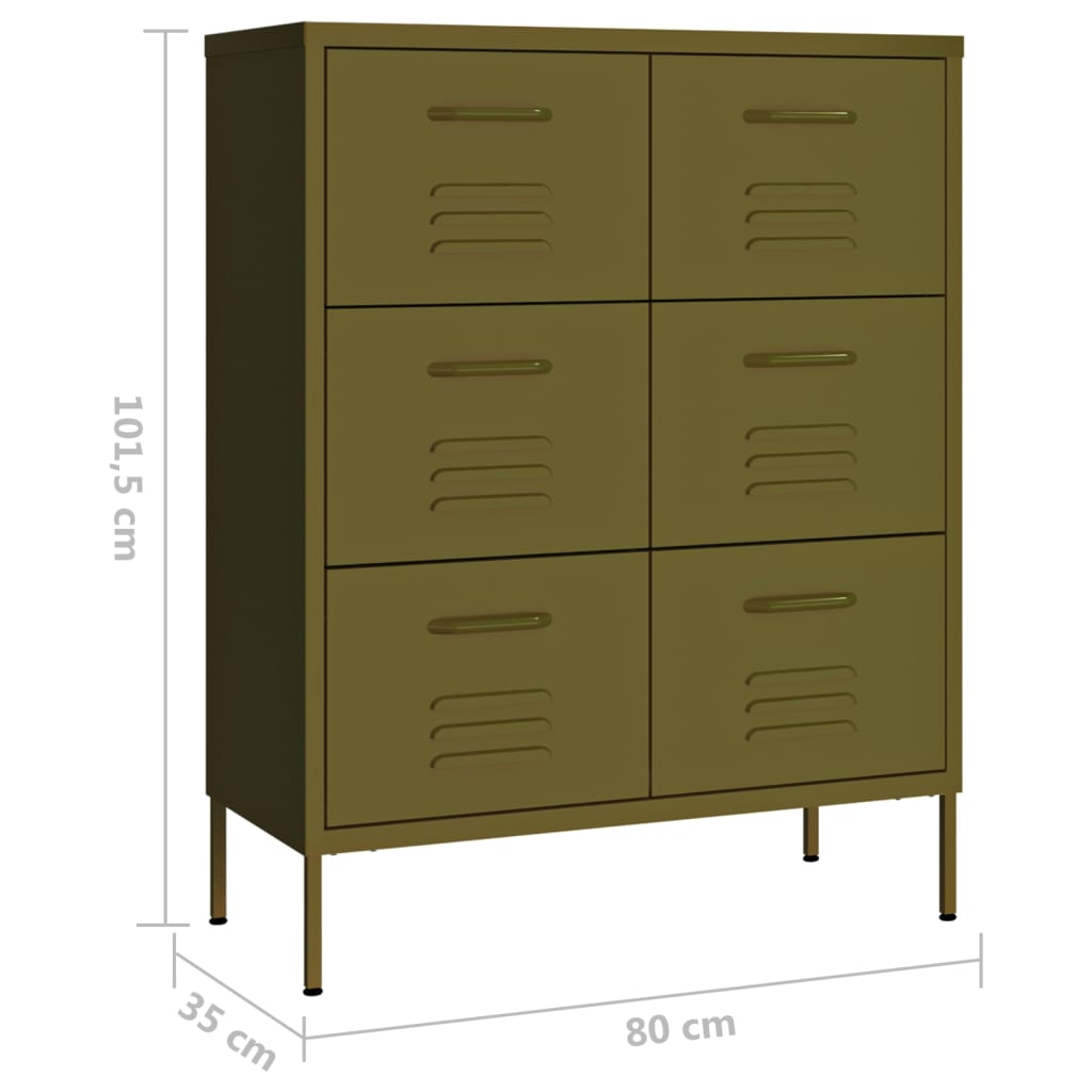 Omarica s predali olivno zelena 80x35x101,5 cm jeklo