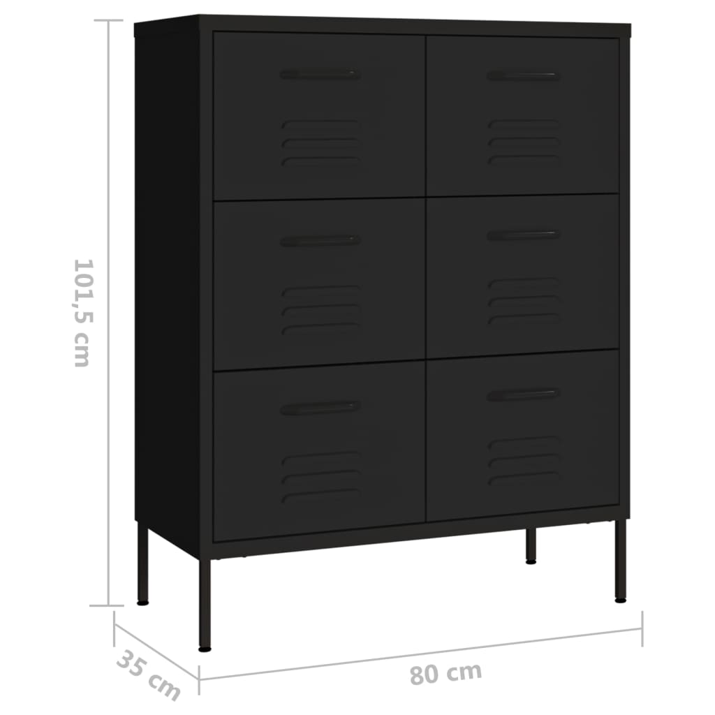 Omarica s predali črna 80x35x101,5 cm jeklo