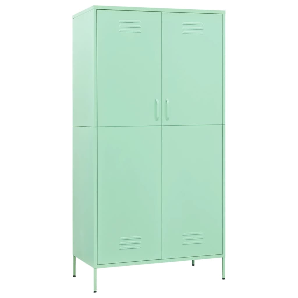 Garderobna omara mint zelena 90x50x180 cm jeklo