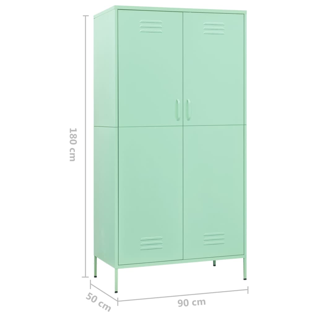 Garderobna omara mint zelena 90x50x180 cm jeklo