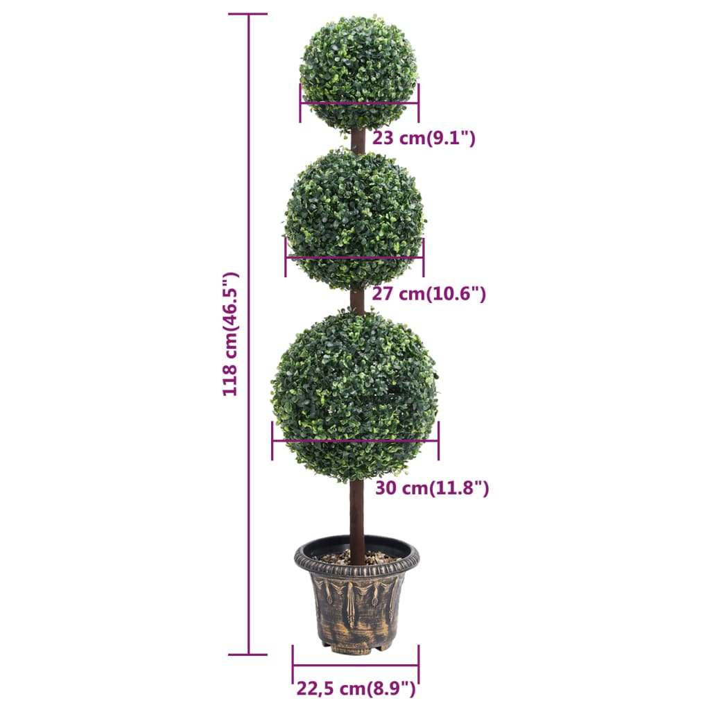 Umetni pušpan z loncem okrogel zelene barve 118 cm