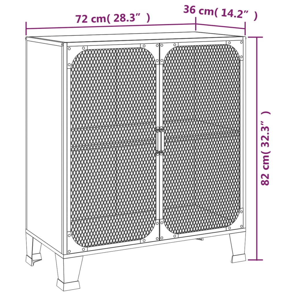 Omara rustikalno rjava 72x36x82 cm kovina in MDF