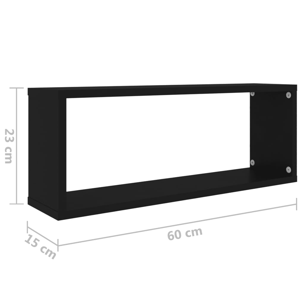 Stenske police kockaste 6 kosov črne 60x15x23 cm