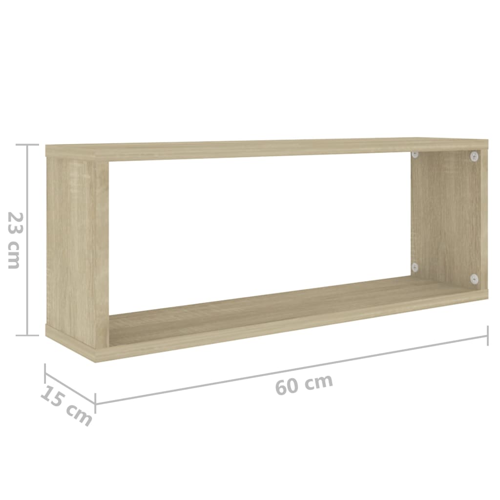 Stenske police kockaste 6 kosov sonoma hrast 60x15x23 cm