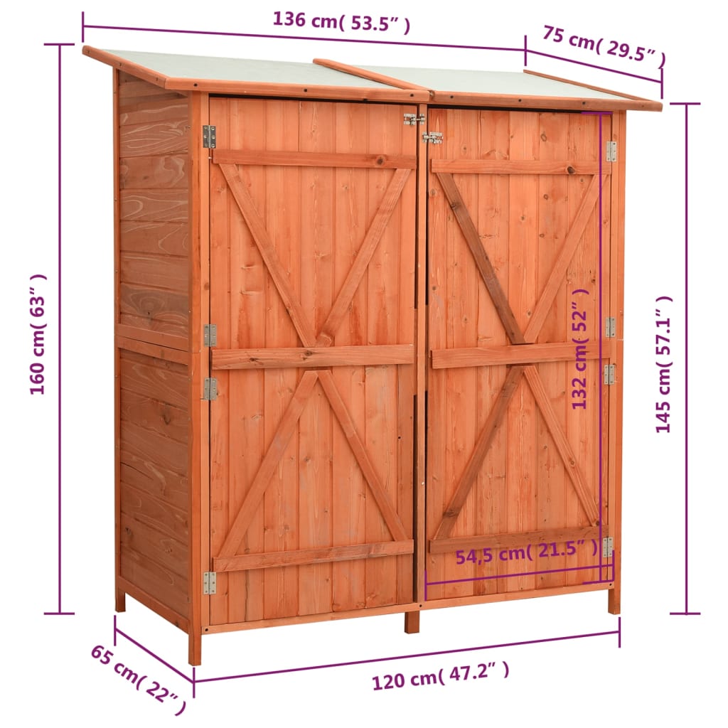 Vrtna lopa za orodje 136x75x160 cm trden les jelke