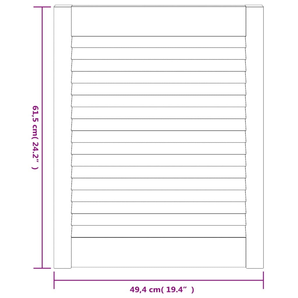 Vrata za omarico z letvicami 2 kosa 61,5x49,4 cm trdna borovina