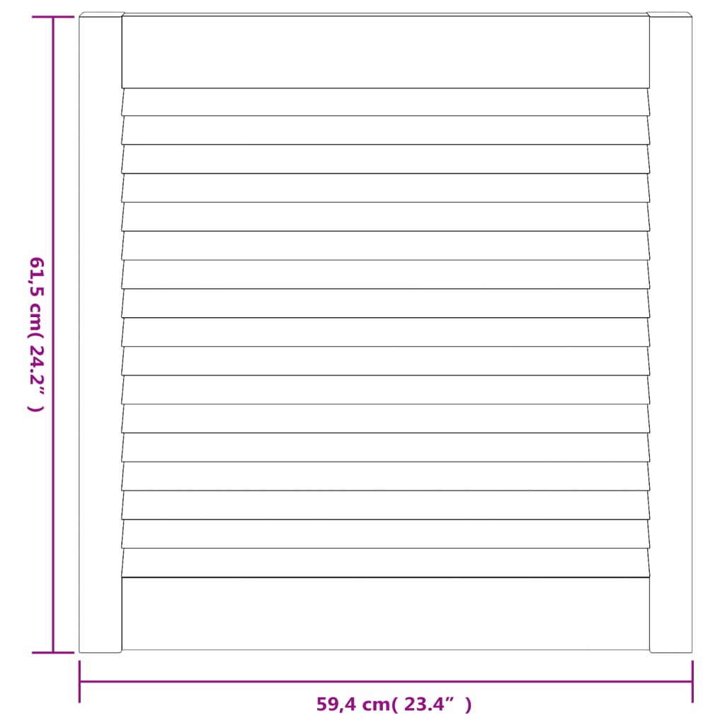 Vrata za omarico z letvicami 2 kosa 61,5x59,4 cm trdna borovina