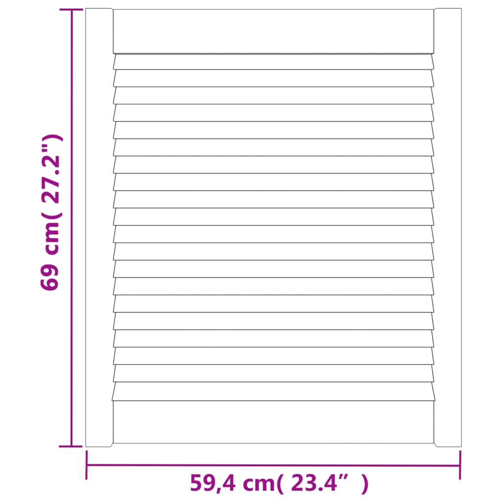 Vrata za omarico z letvicami 2 kosa 69x59,4 cm trdna borovina