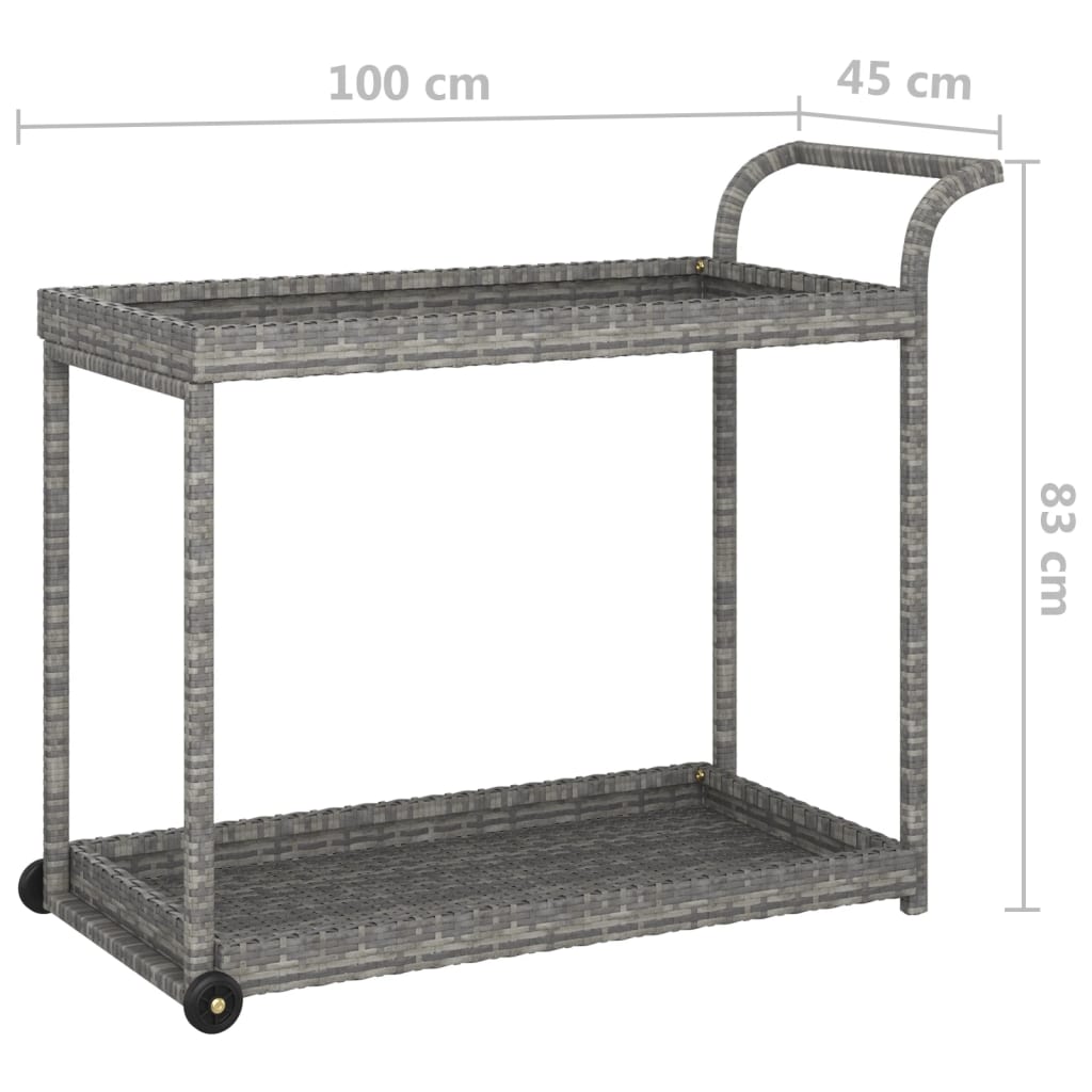 Barski voziček siv 100x45x83 cm poli ratan