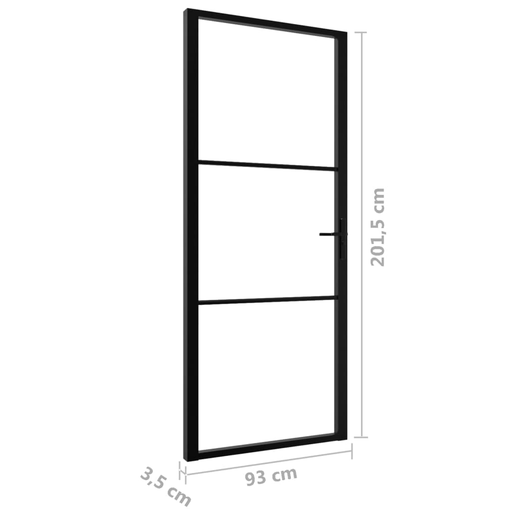 Notranja vrata ESG steklo in aluminij 93x201,5 cm črna