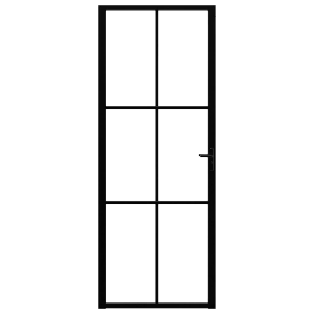 Notranja vrata ESG steklo in aluminij 76x201,5 cm črna