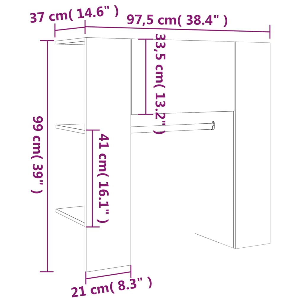 Omarica za predsobo bela 97,5x37x99 cm konstruiran les