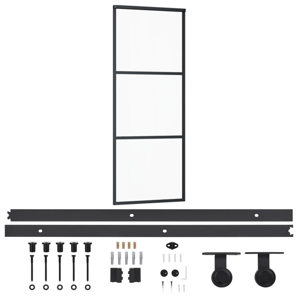 Drsna vrata z opremo ESG steklo in aluminij 76x205 cm