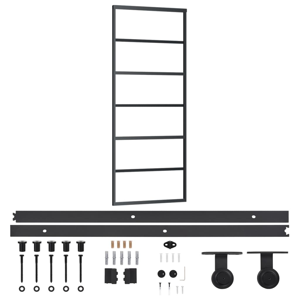 Drsna vrata z opremo ESG steklo in aluminij 76x205 cm