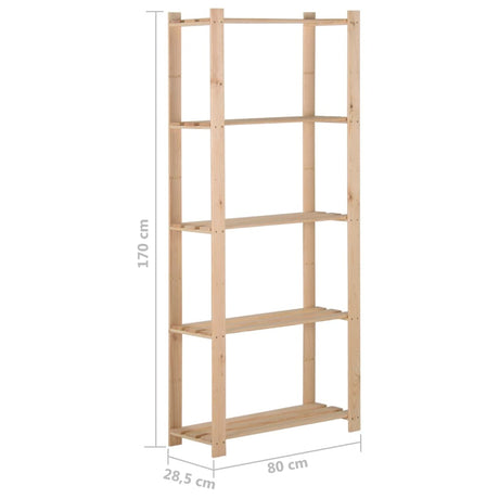 5-nadstropni regal s policami 80x28,5x170 cm trdna borovina