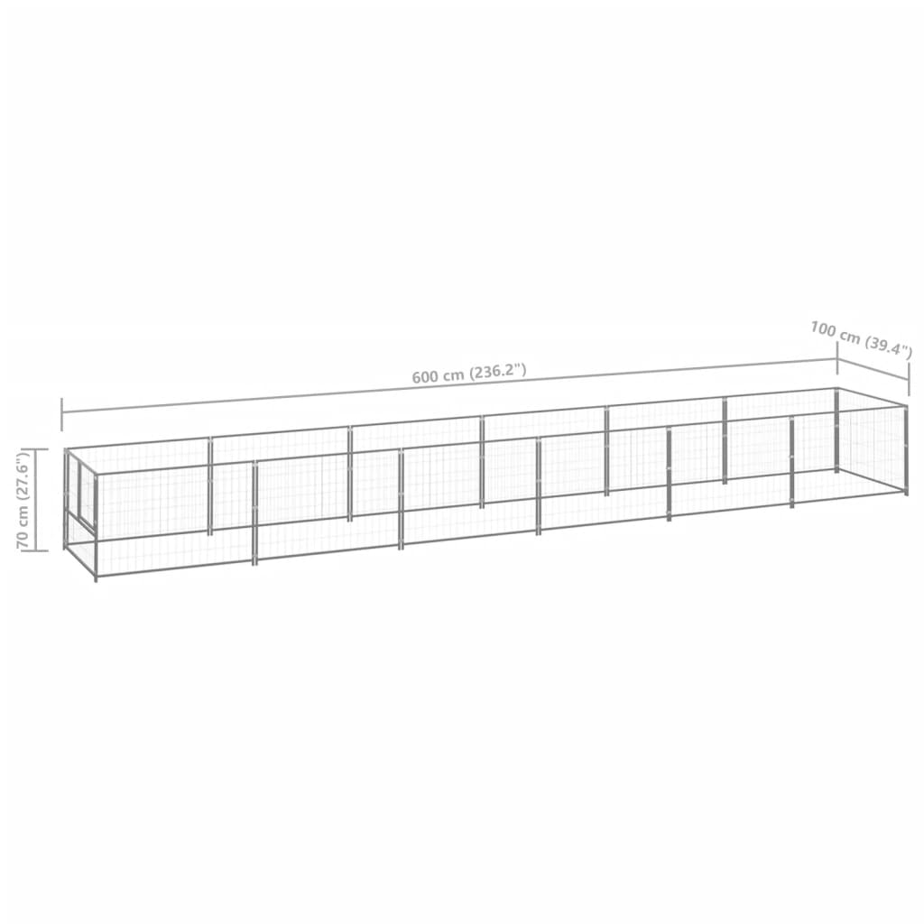 Pasji boks srebrn 6 m² jeklo