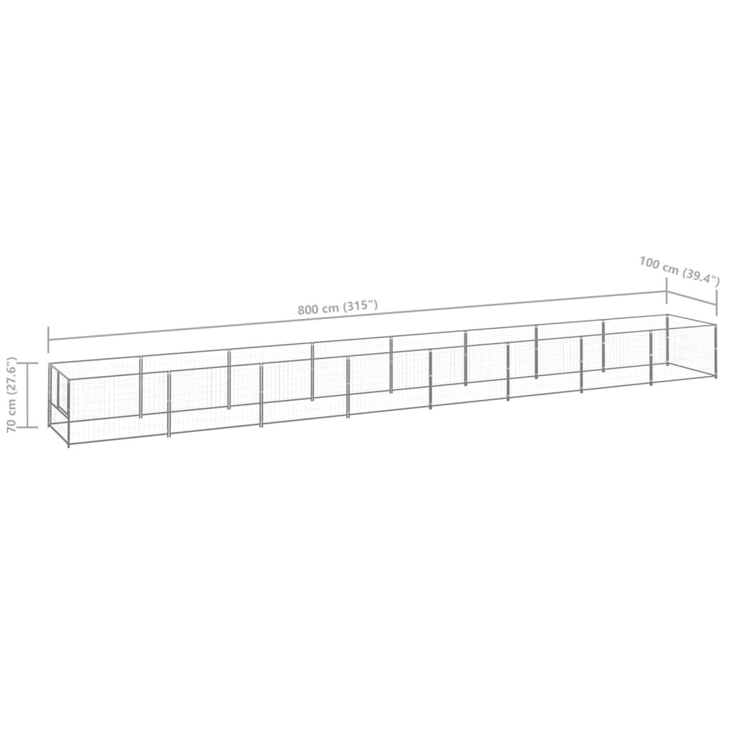 Pasji boks srebrn 8 m² jeklo