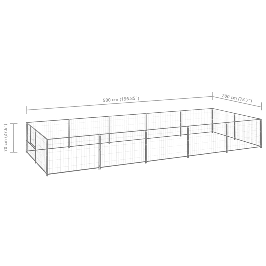 Pasji boks srebrn 10 m² jeklo