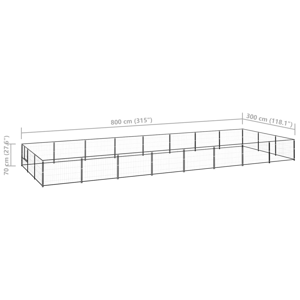 Pasji boks črn 24 m² jeklo