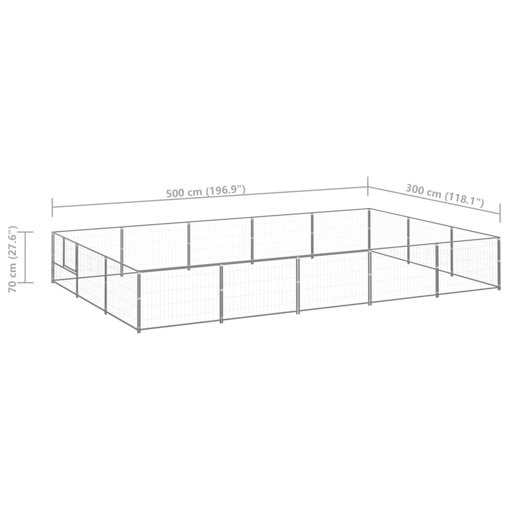 Pasji boks srebrn 15 m² jeklo