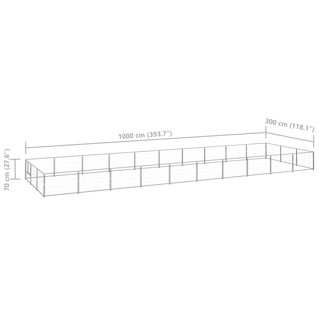 Pasji boks srebrn 30 m² jeklo