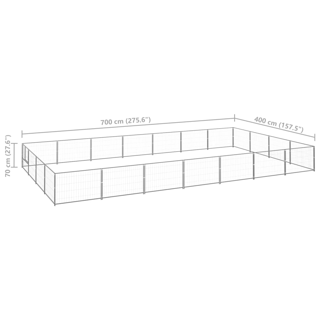 Pasji boks srebrn 28 m² jeklo