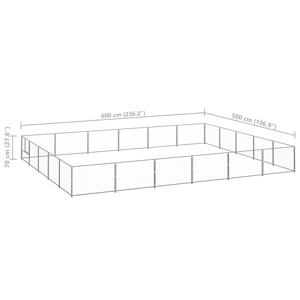 Pasji boks srebrn 30 m² jeklo