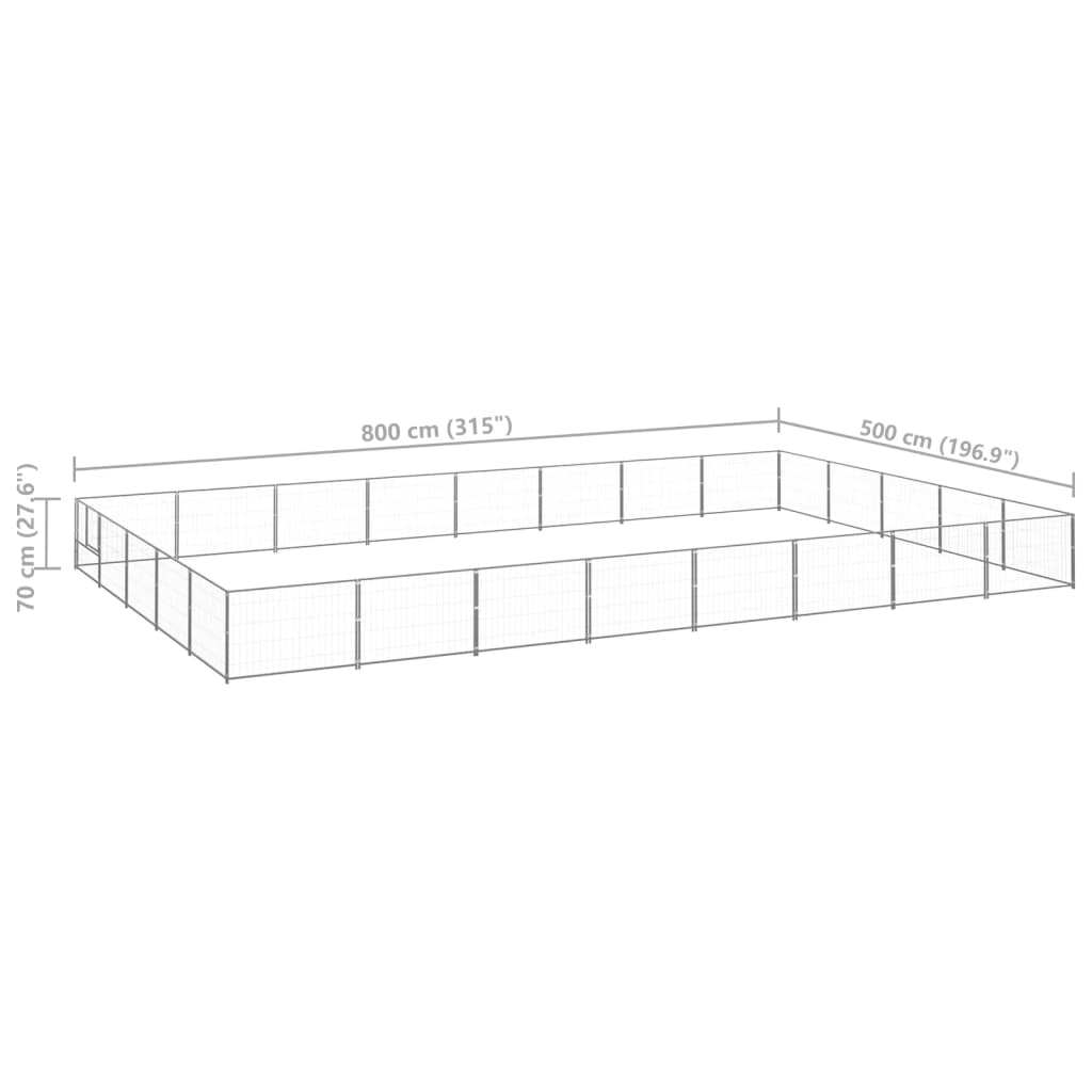 Pasji boks srebrn 40 m² jeklo