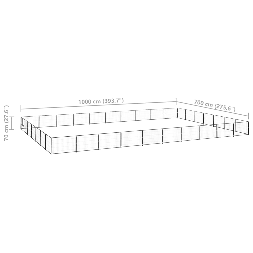 Pasji boks črn 70 m² jeklo