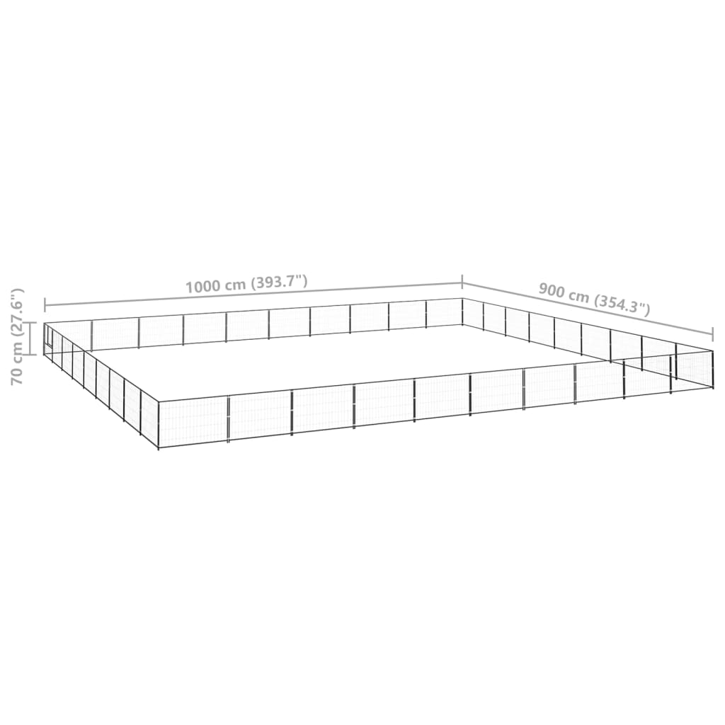 Pasji boks črn 90 m² jeklo