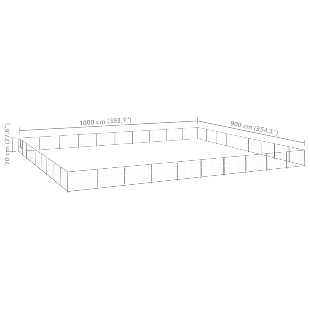 Pasji boks srebrn 90 m² jeklo