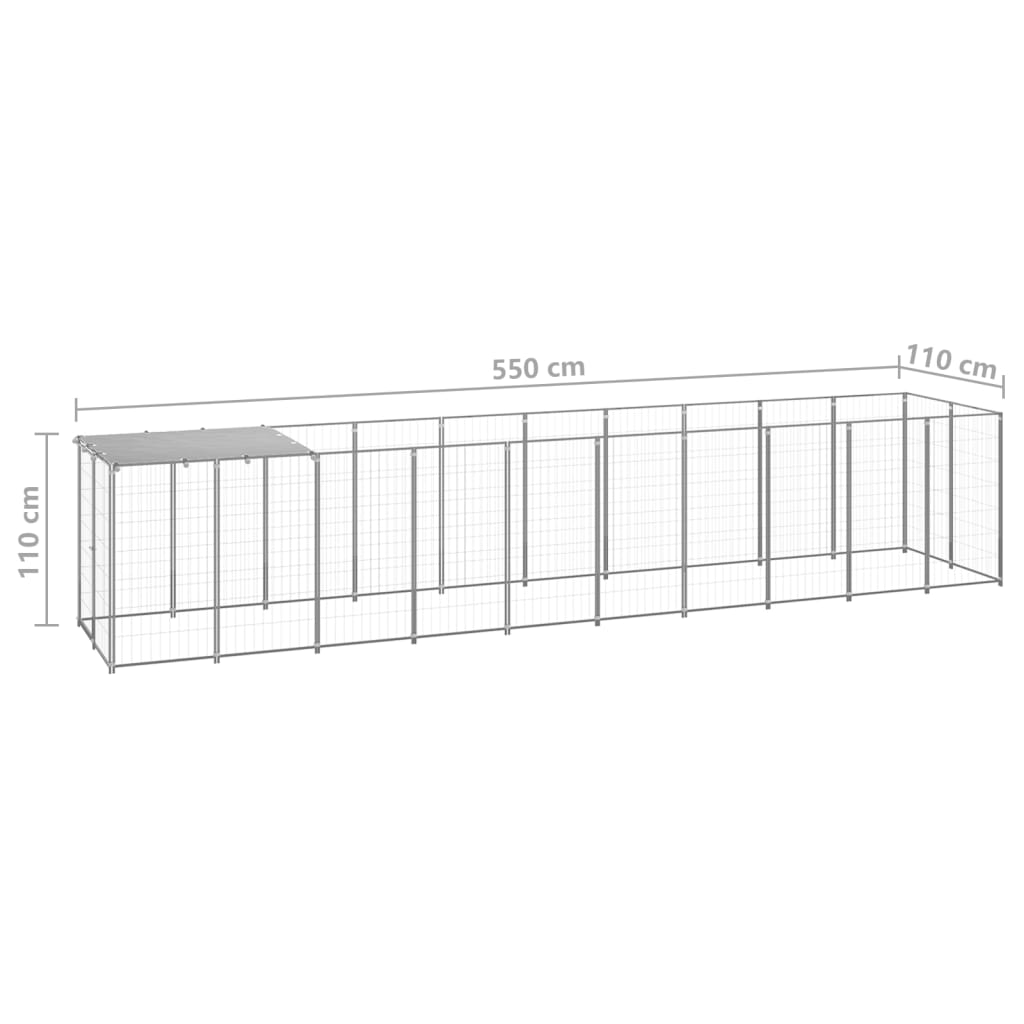 Pasji boks srebrn 6,05 m² jeklo