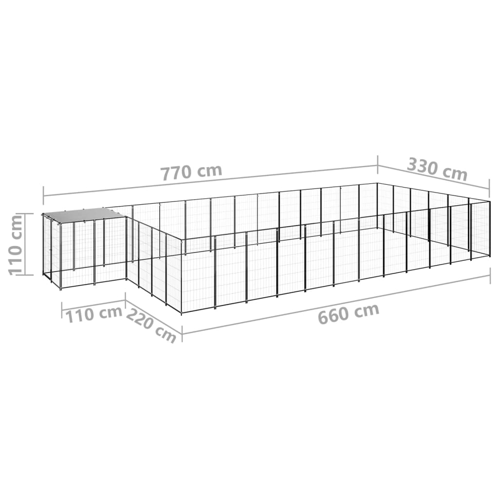 Pasji boks črn 22,99 m² jeklo