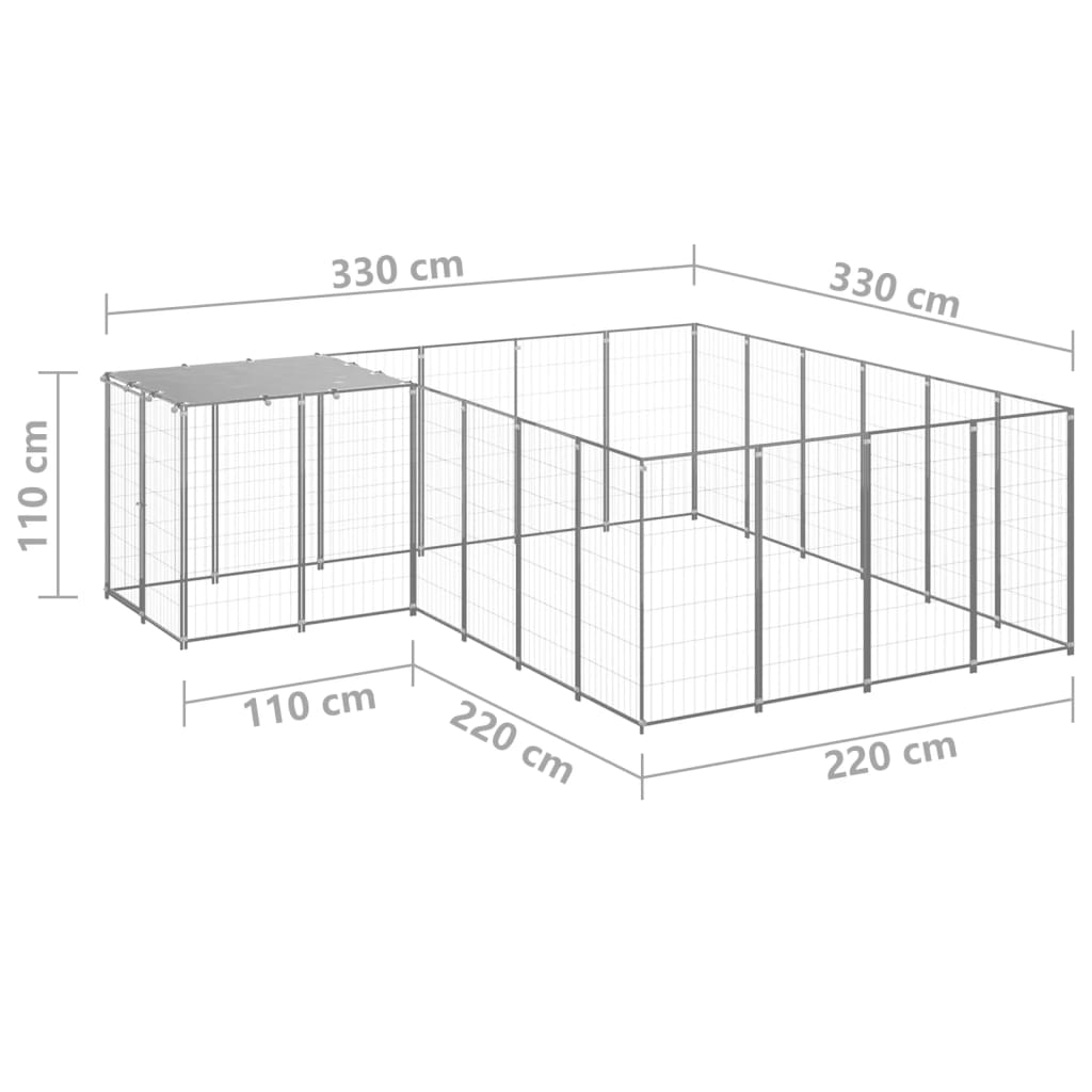 Pasji boks srebrn 8,47 m² jeklo