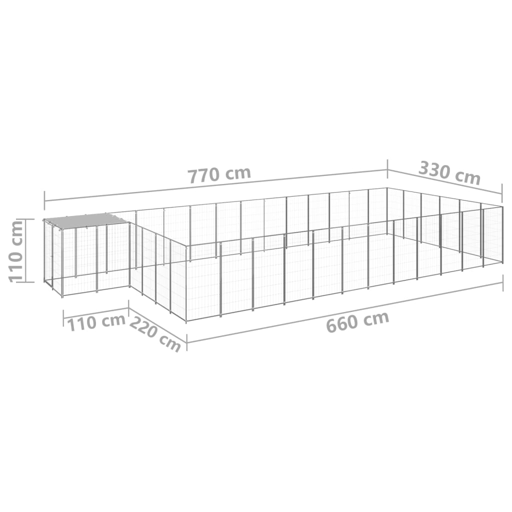 Pasji boks srebrn 22,99 m² jeklo