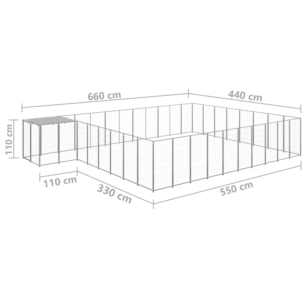 Pasji boks srebrn 25,41 m² jeklo