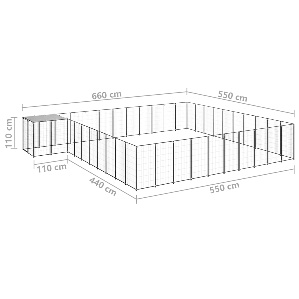 Pasji boks črn 31,46 m² jeklo