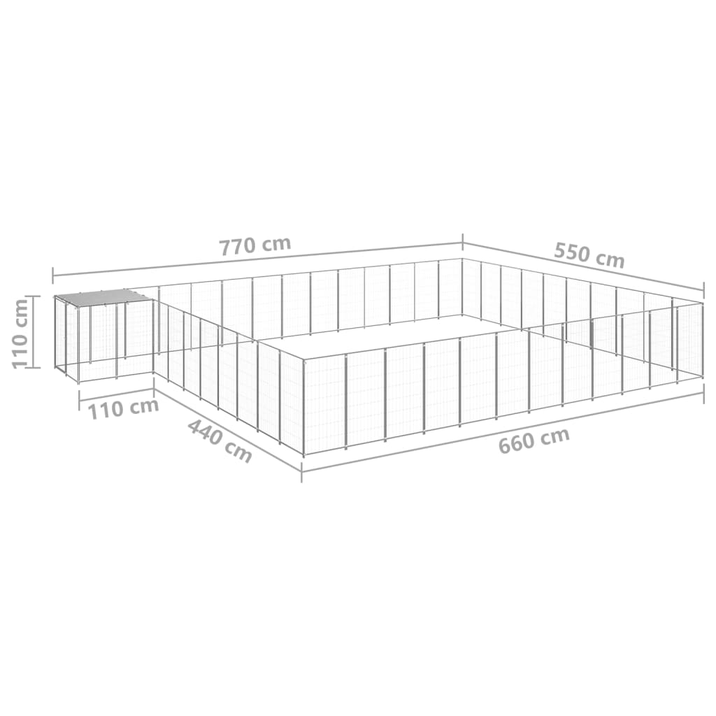 Pasji boks srebrn 37,51 m² jeklo