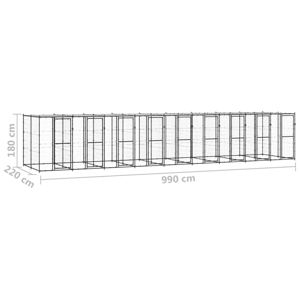 Zunanji pasji boks jeklo s streho 21,78  m²