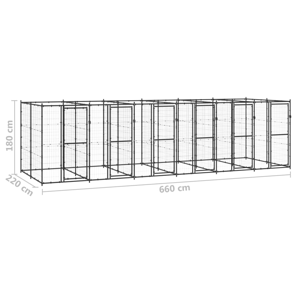 Zunanji pasji boks jeklo 14,52 m²