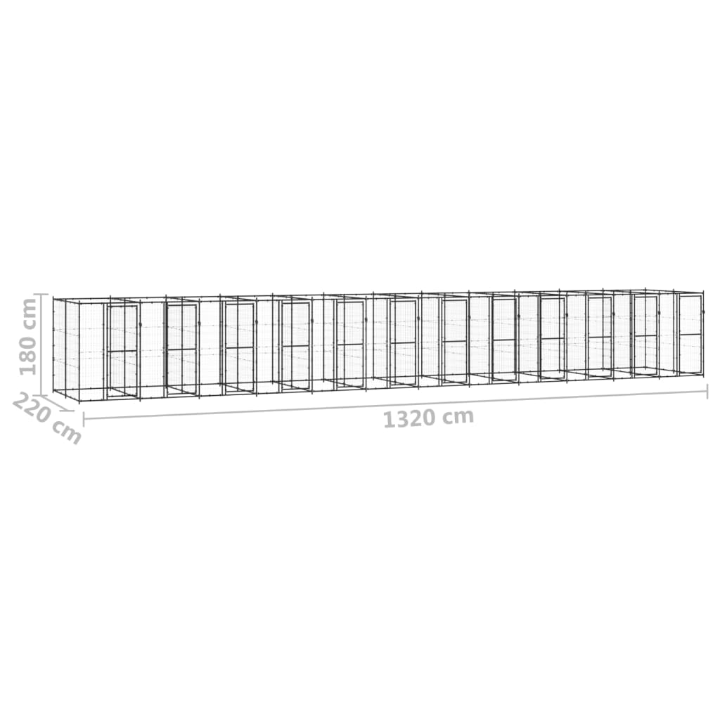 Zunanji pasji boks jeklo 29,04 m²