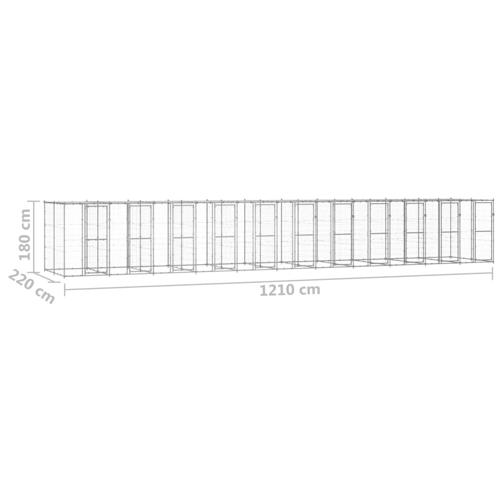 Zunanji pasji boks pocinkano jeklo s streho 26,62 m²