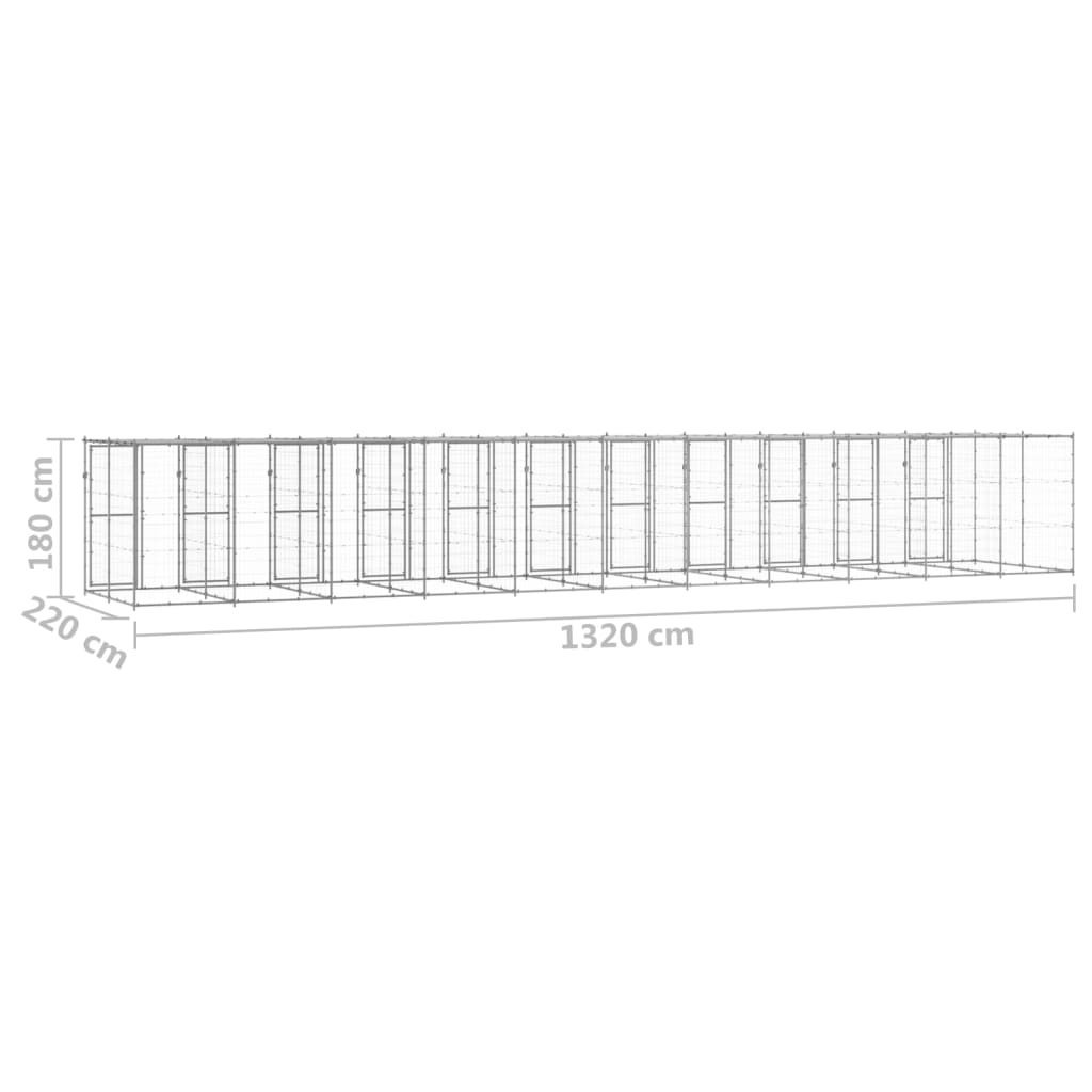 Zunanji pasji boks pocinkano jeklo s streho 29,04 m²