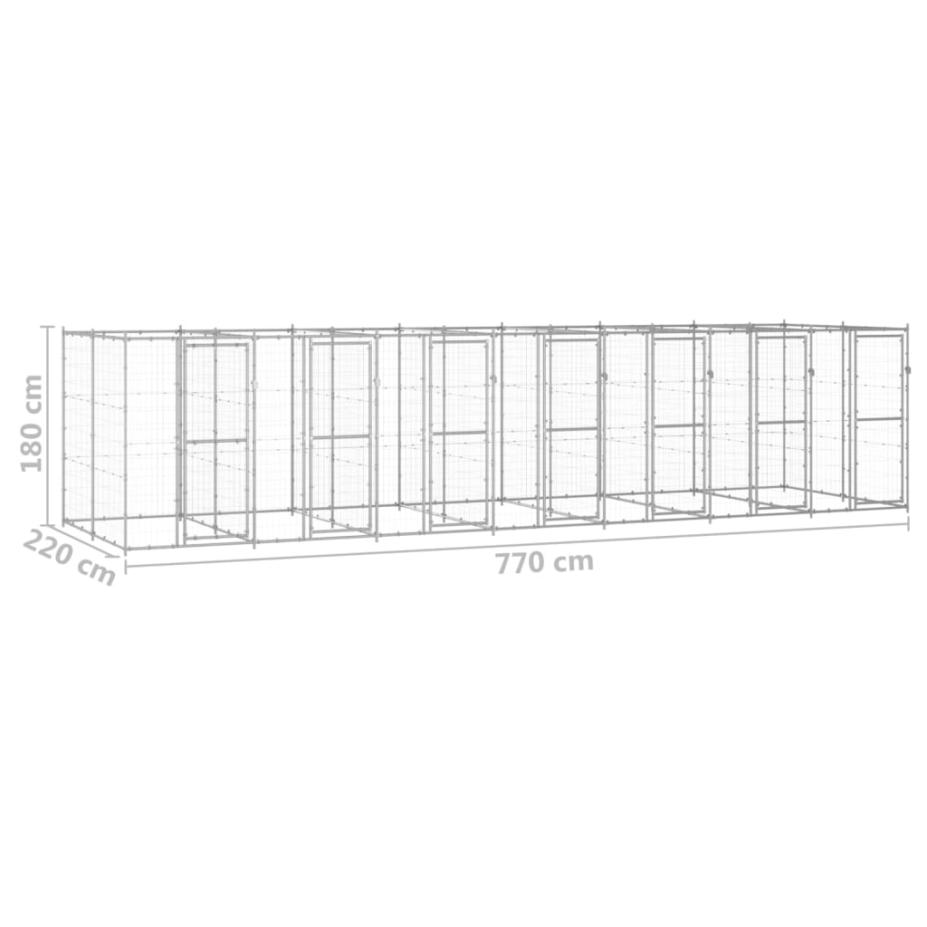 Zunanji pasji boks pocinkano jeklo 16,94 m²