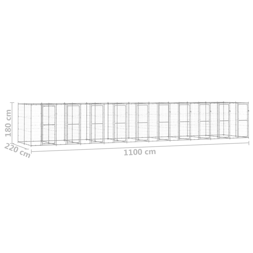 Zunanji pasji boks pocinkano jeklo 24,2 m²