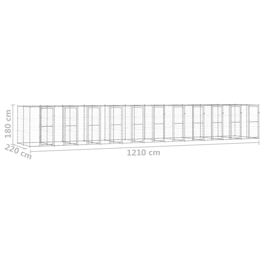 Zunanji pasji boks pocinkano jeklo 26,62 m²