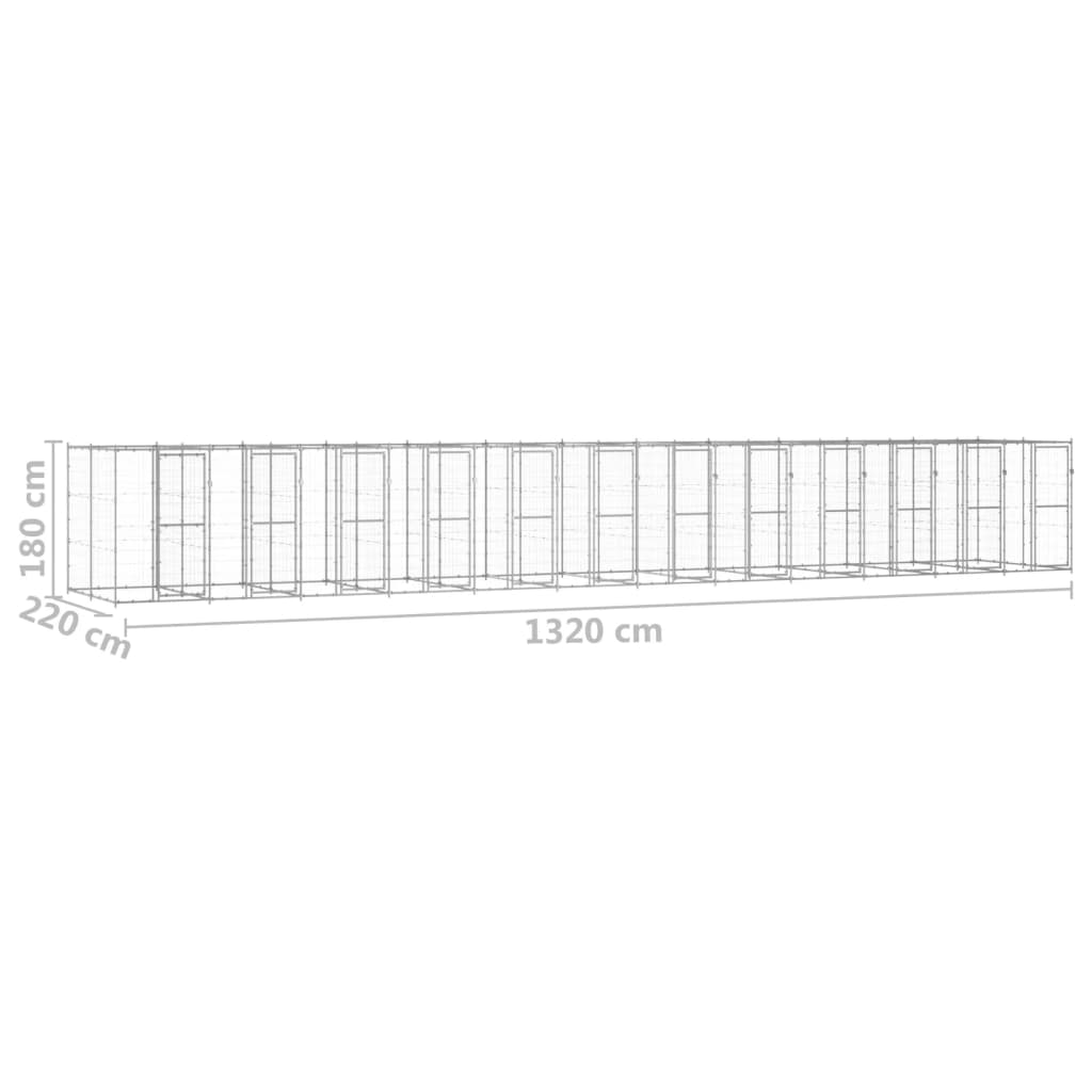 Zunanji pasji boks pocinkano jeklo 29,04 m²