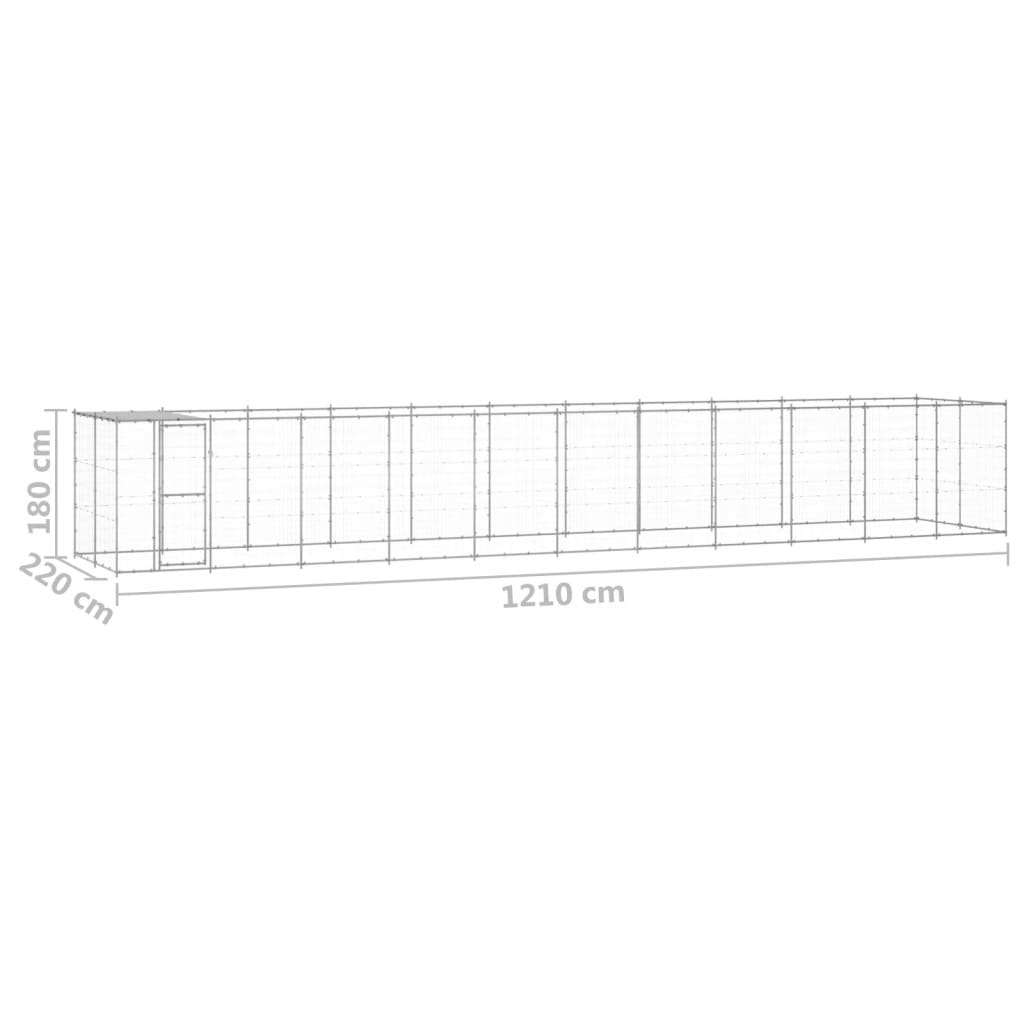 Zunanji pasji boks pocinkano jeklo s streho 26,62 m²